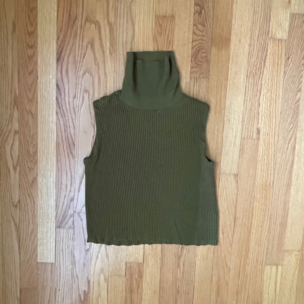 JCrew XS sleeveless turtleneck olive green sweater